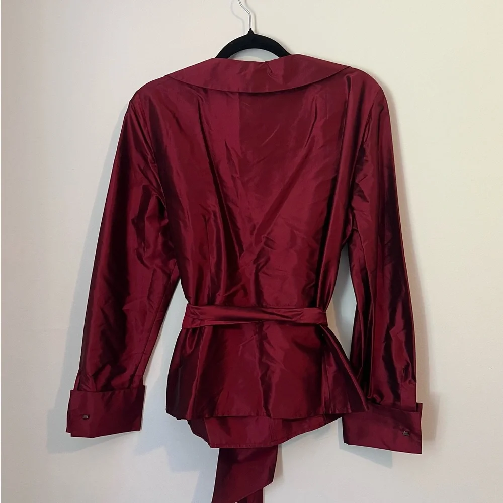 Ann Taylor Deep Red Satin Blouse - Picture 3 of 3